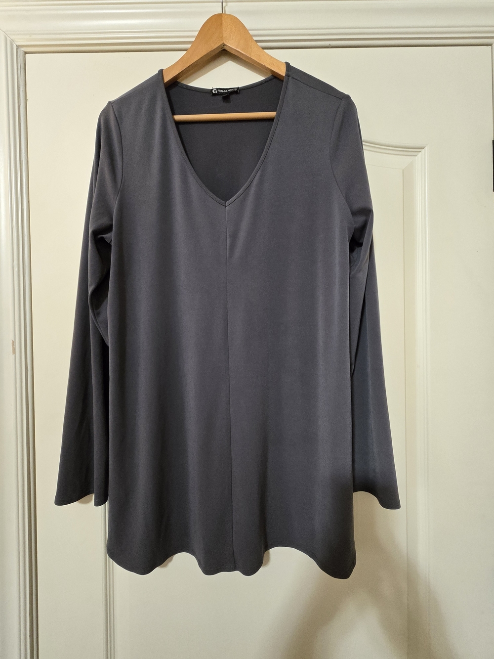 Franne Golde Charcoal V-Neck Long Sleeve Tunic Easy Layering